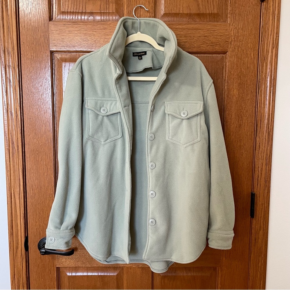 Light Green Fleece Button Up Jacket